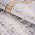 Tempio Çerçeveli Gri Akrilik Pamuk Atkılı Makine Halısı - Görsel 5