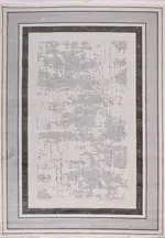 Luras Çerçeveli Gri Akrilik Pamuk Atkılı Makine Halısı