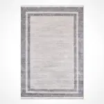 Tasonis Çerçeveli Gri Akrilik Pamuk Atkılı Makine Halısı - Görsel 2