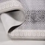 Monastır Çerçeveli Gri Akrilik Pamuk Atkılı Makine Halısı - Görsel 4