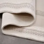 Barrali Çerçeveli Krem Akrilik Pamuk Atkılı Makine Halısı - Görsel 4