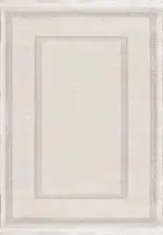 Barrali Çerçeveli Krem Akrilik Pamuk Atkılı Makine Halısı