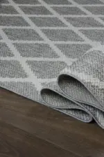 Busseto Modern Gri Krem Çizgili Polyester Makine Halısı - Görsel 6