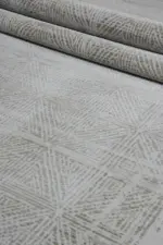 Furze Çerçeveli Krem Vizon Çizgili Akrilik Makine Halısı - Görsel 6