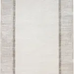 Naveil Çerçeveli Krem Kahve Çizgili Akrilik Makine Halısı