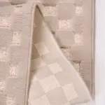 Riesi Modern Bej Kabartmalı Polyester Kaydırmaz Taban Makine Halısı - Görsel 3