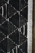 Munera Modern Antrasit Yıkanabilir Polyester,Pamuk Makine Halısı - Görsel 3