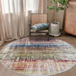 Poble Çizgili Multi Polyester ve Pamuklu Yıkanabilir Kaydırmaz Taban Dijital Baskı Halı - Görsel 8