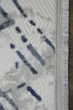 Braye Modern Krem Mavi Çizgili Akrilik Makine Halısı - Görsel 3
