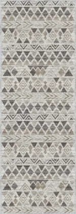 Primo Geometrik Gri Polyester ve Pamuklu Yıkanabilir Kaydırmaz Taban Dijital Baskı Halı - Görsel 3