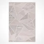 Borbona Geometrik Krem Polyester Kaydırmaz Taban Makine Halısı - Görsel 2