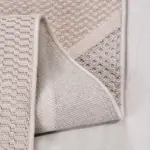 Borbona Geometrik Krem Polyester Kaydırmaz Taban Makine Halısı - Görsel 3