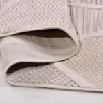 Borbona Geometrik Krem Polyester Kaydırmaz Taban Makine Halısı - Görsel 4