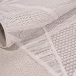 Borbona Geometrik Krem Polyester Kaydırmaz Taban Makine Halısı - Görsel 5