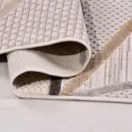 Aringo Geometrik Bej Polyester Kaydırmaz Taban Makine Halısı - Görsel 4