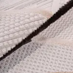 Aringo Geometrik Bej Polyester Kaydırmaz Taban Makine Halısı - Görsel 5