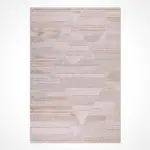 Scai Geometrik Bej Polyester Kaydırmaz Taban Makine Halısı - Görsel 2