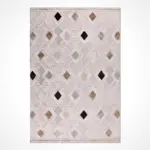 Norcia Geometrik Bej Polyester Kaydırmaz Taban Makine Halısı - Görsel 2