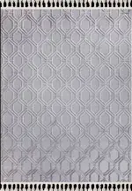 Capurso Geometrik Gri Loop ve Polyester Kaydırmaz Taban Makine Halısı