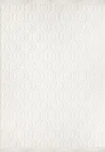 Parco Geometrik Beyaz Loop ve Polyester Kaydırmaz Taban Makine Halısı