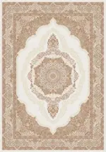 Terzone Klasik Göbekli Krem Viskon Pamuk Tabanlı Makine Halısı