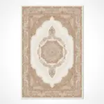 Terzone Klasik Göbekli Krem Viskon Pamuk Tabanlı Makine Halısı - Görsel 2