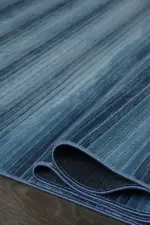 Horton Modern Mavi Yıkanabilir Polyester/Pamuk Makine Halısı - Görsel 6