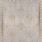 Brera Çerçeveli Bej Polyester ve Pamuklu Yıkanabilir Kaydırmaz Taban Dijital Baskı Halı