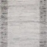 Fiume Çerçeveli Gri Polyester Kaydırmaz Taban Makine Halısı