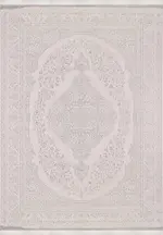 Arnano Klasik Göbekli Bej Polyester Kaydırmaz Taban Makine Halısı