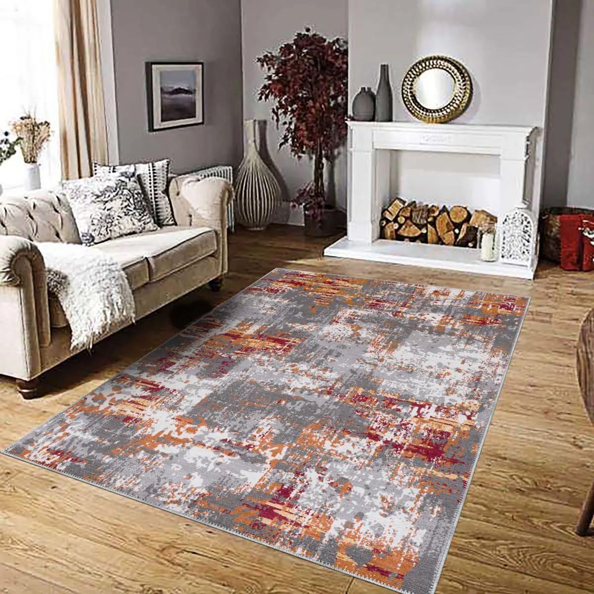 Santa Modern Multi Polyester ve Pamuklu Yıkanabilir Kaydırmaz Taban Dijital Baskı Halı - Görsel 2