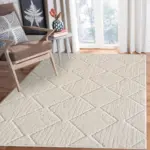 Dignano Geometrik Bej Pamuk ve Polyester Makine Halısı - Görsel 4