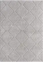 Annifo Geometrik Gri Pamuk ve Polyester Makine Halısı