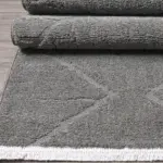 Pieve Geometrik Antrasit Pamuk ve Polyester Makine Halısı - Görsel 4
