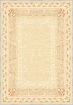 Ribera Çerçeveli Krem Polyester ve Pamuklu Yıkanabilir Kaydırmaz Taban Dijital Baskı Halı