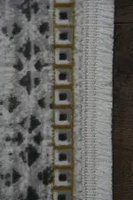 Crevant Çerçeveli Bej Gri Çizgili Akrilik Makine Halısı - Görsel 3