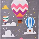 Aigle Figürlü Gri Pamuk ve Polyester Kaydırmaz Taban Dijital Baskı Çocuk Halısı