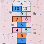 Wohlen Figürlü Pembe Pamuk ve Polyester Kaydırmaz Taban Dijital Baskı Çocuk Halısı