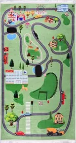 Wehr Figürlü Yeşil Pamuk ve Polyester Kaydırmaz Tabanlı Dijital Baskı Çcuk Halısı