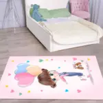 Hinwil Figürlü Pembe Pamuk ve Polyester Kaydırmaz Tabanlı Dijital Baskı Çocuk Halısı - Görsel 5