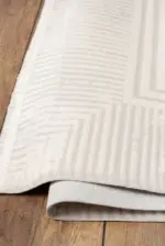 Sopra Çerçeveli Krem Akrilik Pamuk Tabanlı Makine Halısı - Görsel 3