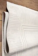 Sopra Çerçeveli Krem Akrilik Pamuk Tabanlı Makine Halısı - Görsel 5