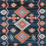 Borgo Geometrik Lacivert Polyester ve Pamuklu Yıkanabilir Kaydırmaz Taban Dijital Baskı Halı