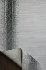 Morelli Çerçeveli Krem Gri Çizgili Akrilik Makine Halısı - Görsel 4