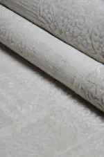 Ostra Çerçeveli Krem Bej Çizgili Göbekli Akrilik Makine Halısı - Görsel 7