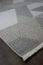 Viano Modern Krem,Vizon,Gri Polyester Makine Halısı - Görsel 2