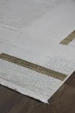 Hart Çerçeveli Krem Vizon Çizgili Akrilik Makine Halısı - Görsel 2