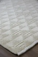 Jaen Modern Krem Yıkanabilir Polyester,Pamuk Makine Halısı - Görsel 2