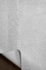 Ostra Çerçeveli Krem Bej Çizgili Göbekli Akrilik Makine Halısı - Görsel 4