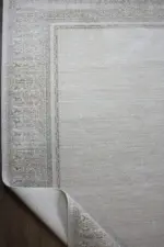 Eston Çerçeveli Krem Vizon Çizgili Akrilik Makine Halısı - Görsel 4